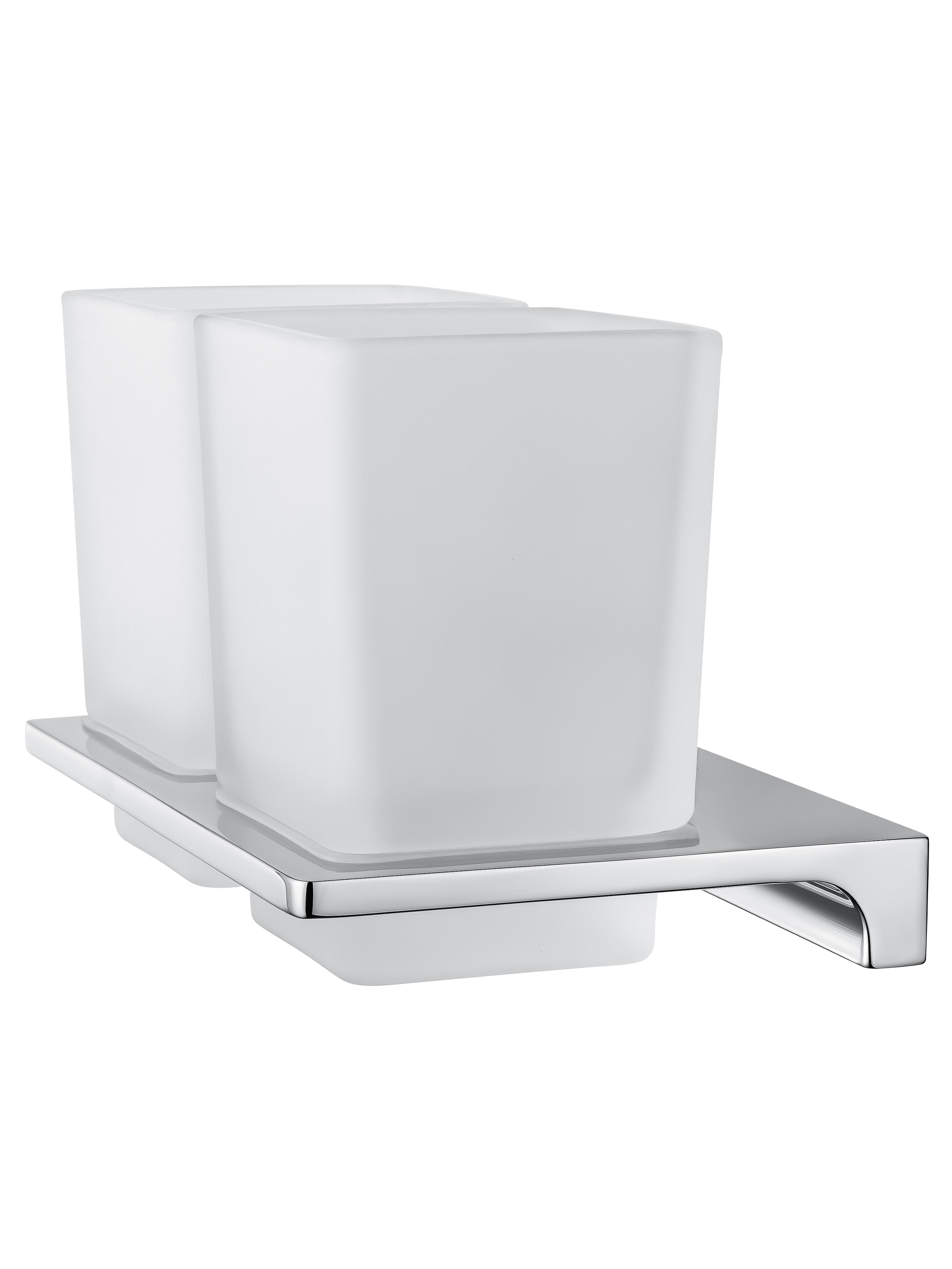 Два стакана для зубных щеток с держателем WONZON & WOGHAND ECLIPSE, Хром (WW-9128) - Gidratop.ru изображение