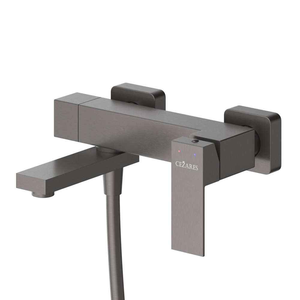 SLIDER-VD-GM Смеситель для ванны и душа однорычажный в комплекте с ручным душем, шлангом и держателем, оружейная сталь - Gidratop.ru изображение