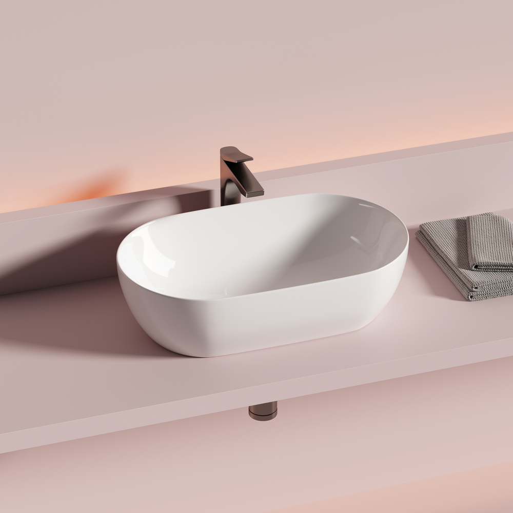 Раковина CERAMICANOVA Twist накладная овальной формы 500x300x140 белый CN12001 - Gidratop.ru изображение
