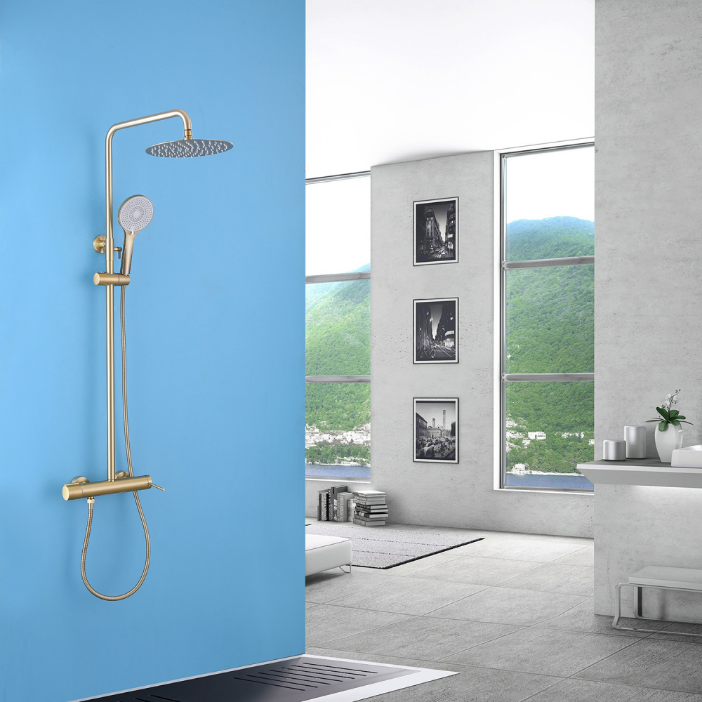 Душевая стойка ABBER Emotion AF8816GL с изливом, золото матовое - Gidratop.ru изображение