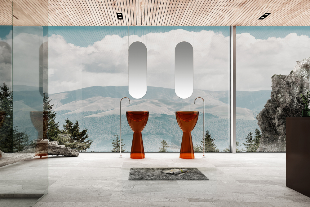 Раковина отдельностоящая прозрачная ABBER Kristall AT2703Opal коричневая - Gidratop.ru изображение