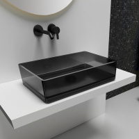 Раковина накладная прозрачная ABBER Kristall AT2803Onyx черная - Gidratop.ru изображение