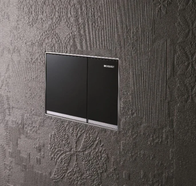 Клавиша Geberit Sigma Type 60 115.640.SJ.1, двойной смыв, цинковое литье, стекло черное - Gidratop.ru изображение