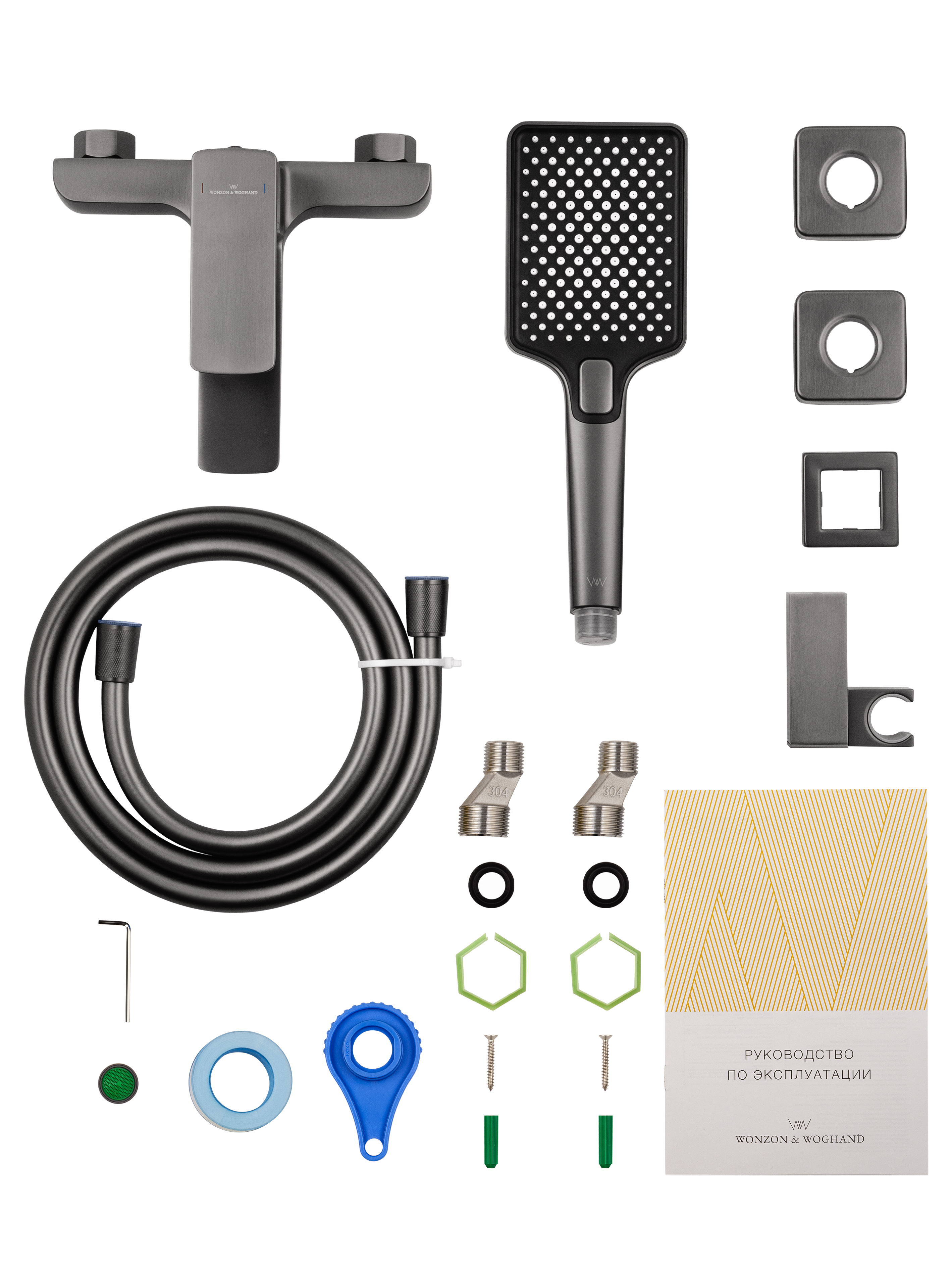 Смеситель для ванны с душем WONZON & WOGHAND EDGE, Темный графит (WW-88639003A-BGM) - Gidratop.ru изображение