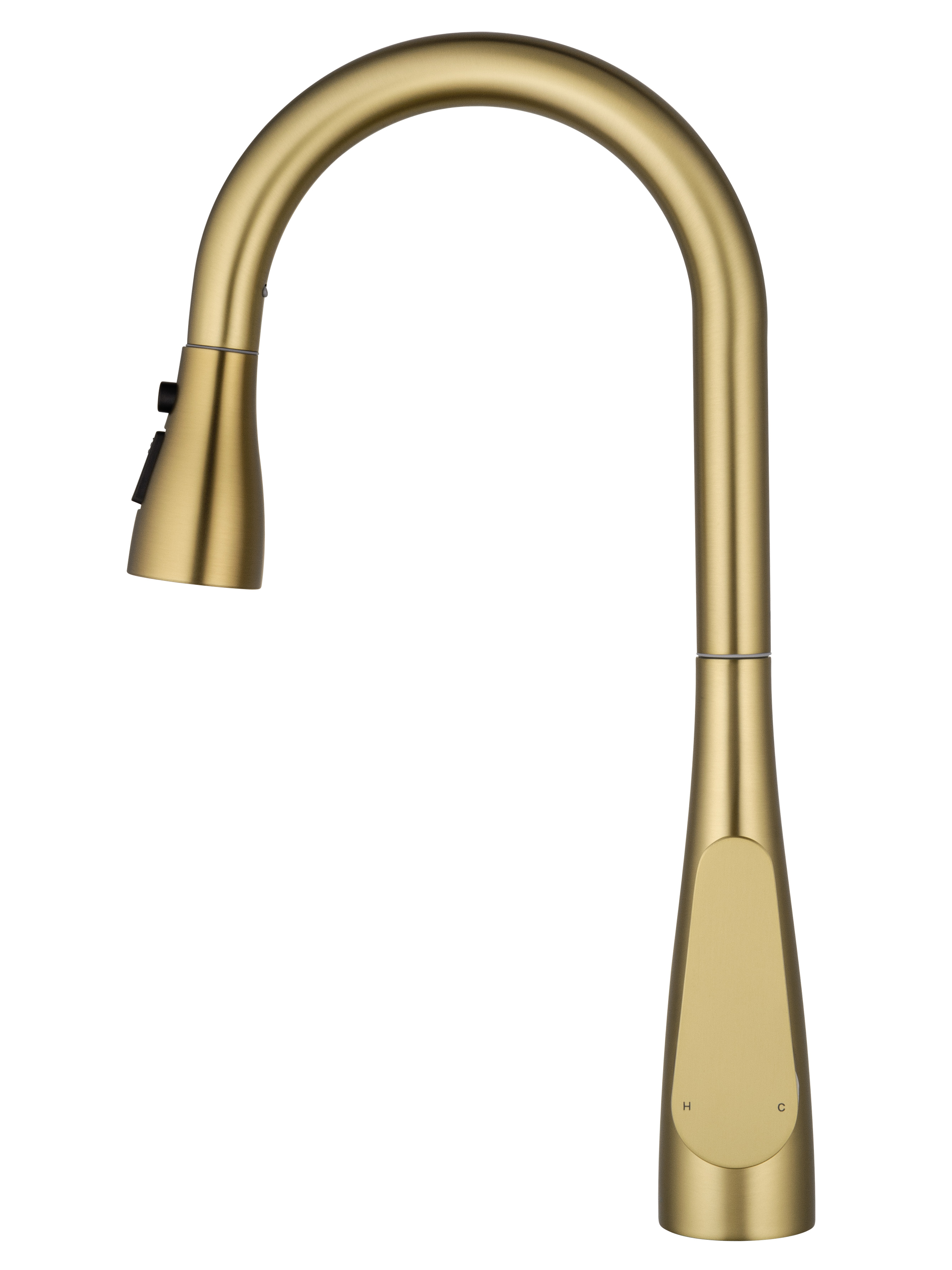 Смеситель для кухни с выдвижным изливом WONZON & WOGHAND, Брашированное золото (WW-121E201B-BG) - Gidratop.ru изображение