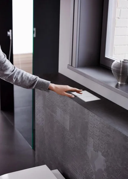 Клавиша Geberit Omega Type 30 115.080.KL.1, белая, матовый хром - Gidratop.ru изображение