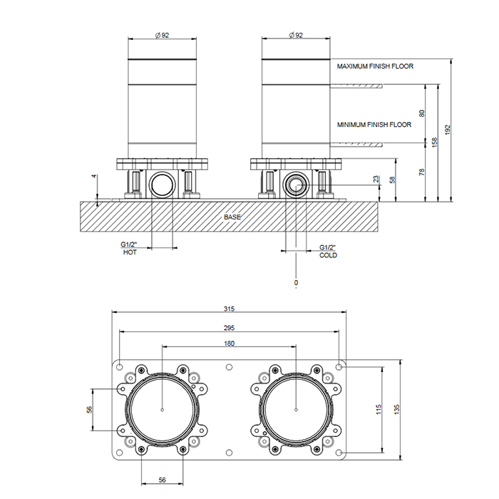 GESSI INCISO встраиваемая часть для напольного смесителя для ванны, цвет: хром - Gidratop.ru изображение