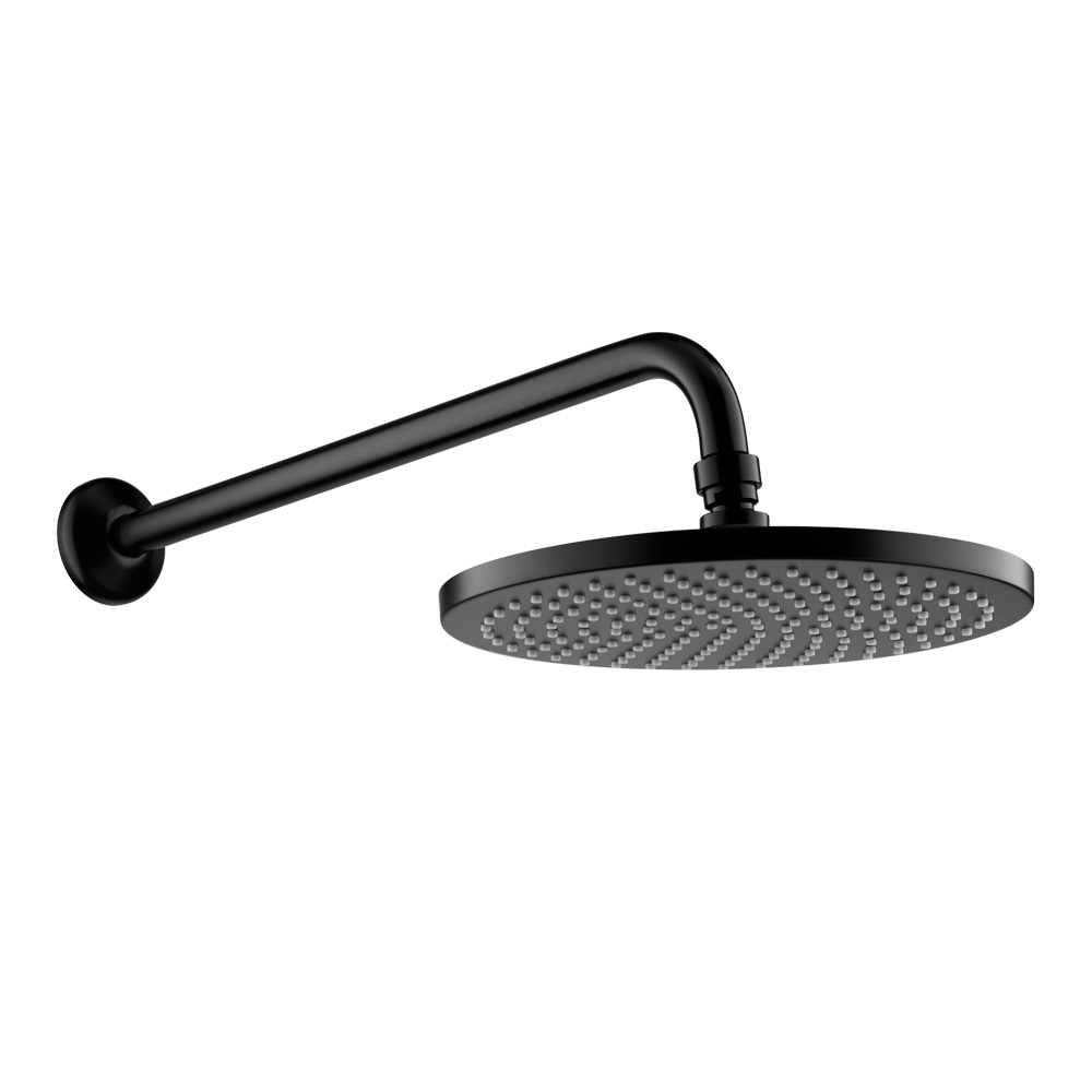 ECO-DSET-NOP Душевой набор (встраиваемый смеситель с кнопочным управлением, верхний душш диаметр 25 см, ручной душ со шлангом, штуцером и держателем), чёрный матовый - Gidratop.ru изображение