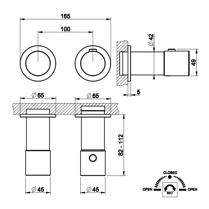 GESSI HABITO DIAMANTATO смеситель настенный встраиваемый, термостатический, с переключателем на 2 положения, внешняя часть, цвет Black Metal Br. PVD - Gidratop.ru изображение
