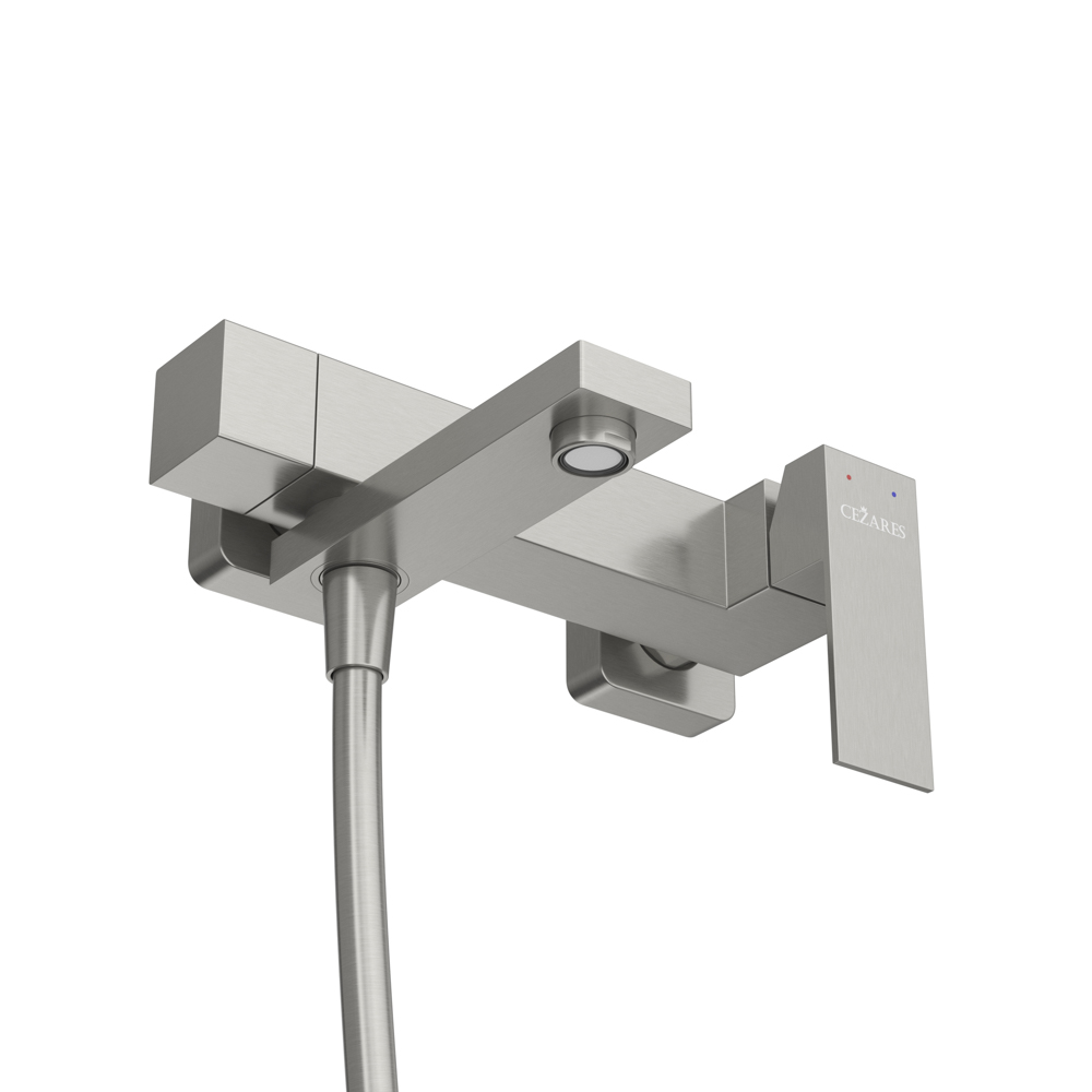 SLIDER-VD-IN Смеситель для ванны и душа однорычажный в комплекте с ручным душем, шлангом и держателем, сатин - Gidratop.ru изображение