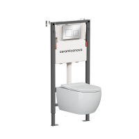 Комплект Подвесной унитаз PLAY Rimless + Система инсталляции Balance кнопка Square, хром глянцевый