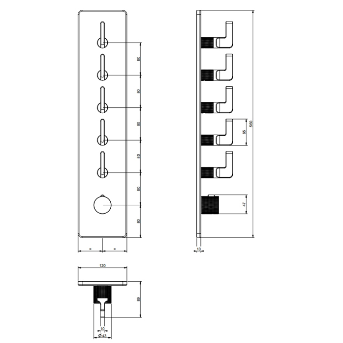 GESSI INCISO встраиваемый термостатический смеситель на 5 источников, резьба 3/4 (внешние части), цвет: nero XL - Gidratop.ru изображение