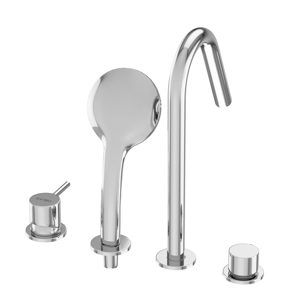 LEAF-BVDM4-L-01 смеситель на борт ванны врезной, на 4 отверстия, исполнение Хром - Gidratop.ru изображение