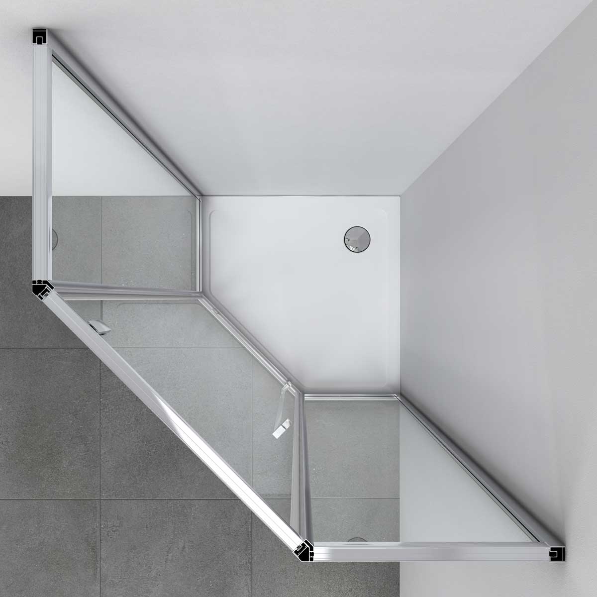 Душевой уголок Penta VSP-3P100CLGM, 1000*1000, вороненая сталь, стекло прозрачное - Gidratop.ru изображение