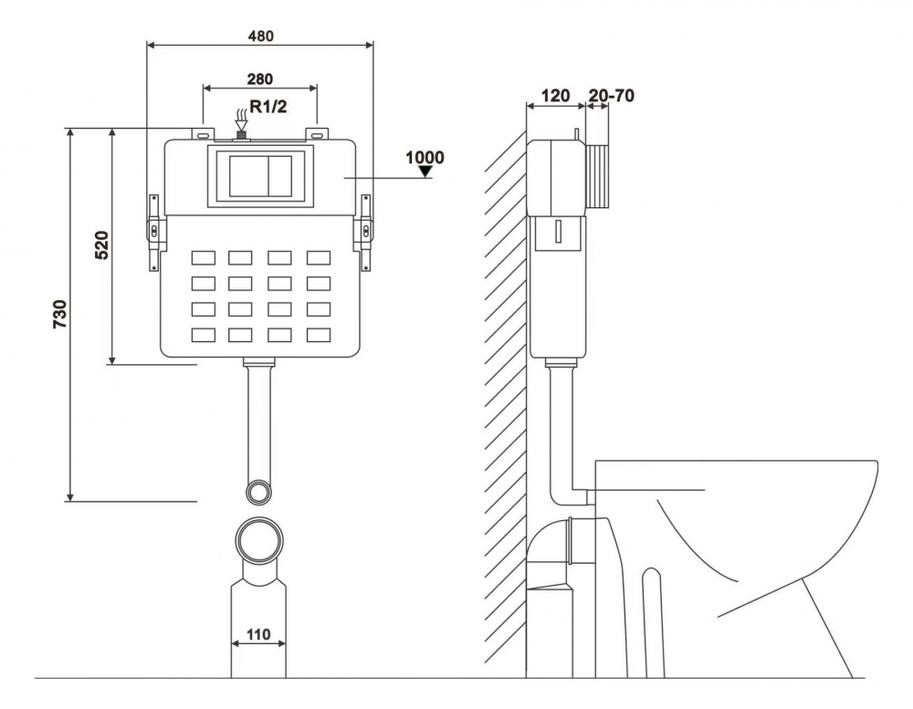 Смывной бачок скрытого монтажа ABBER AC0104 для приставного унитаза - Gidratop.ru изображение