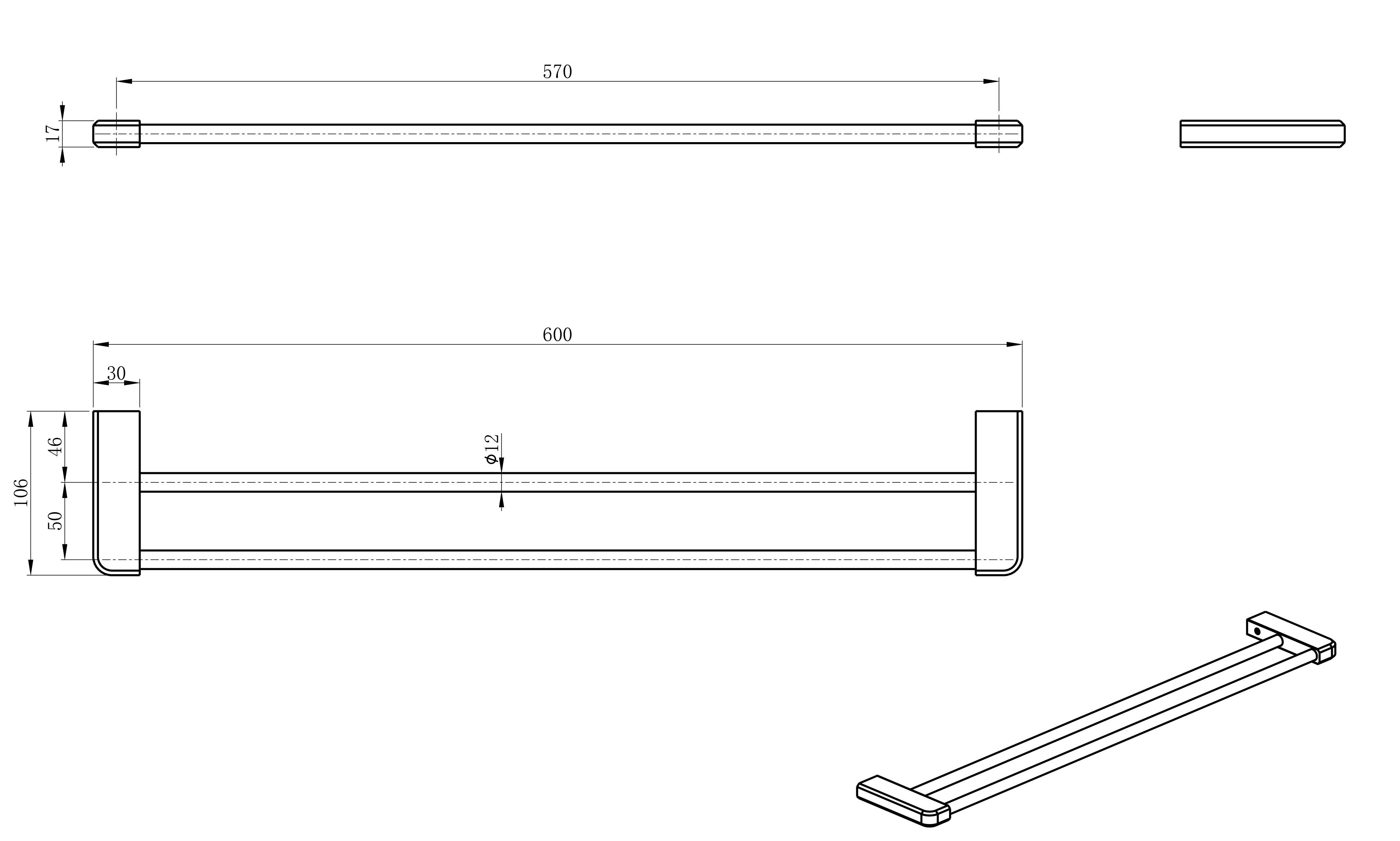 Полотенцедержатель двойной WONZON & WOGHAND, Хром (WW-V3102-CR) - Gidratop.ru изображение
