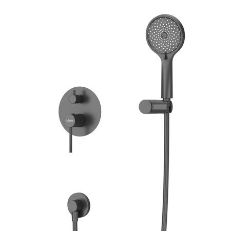 RELAX-DSET-NOP Душевой комплект встраиваемый (смеситель встраиваемый, верхний душ, ручной душ со шлангом, штуцер с держателем), черный матовый - Gidratop.ru изображение