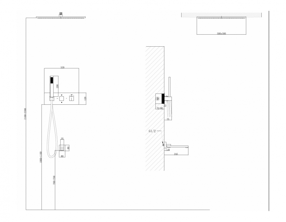 Душевая система ABBER Daheim AF8254G скрытого монтажа с изливом, термостат, золото матовое - Gidratop.ru изображение