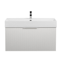 PREMIUM Тумба подвесная под раковину с выдвижным ящиком и внутренним ящиком, 55441 Plisse Bianco opaco, 90x44x43 - Gidratop.ru изображение