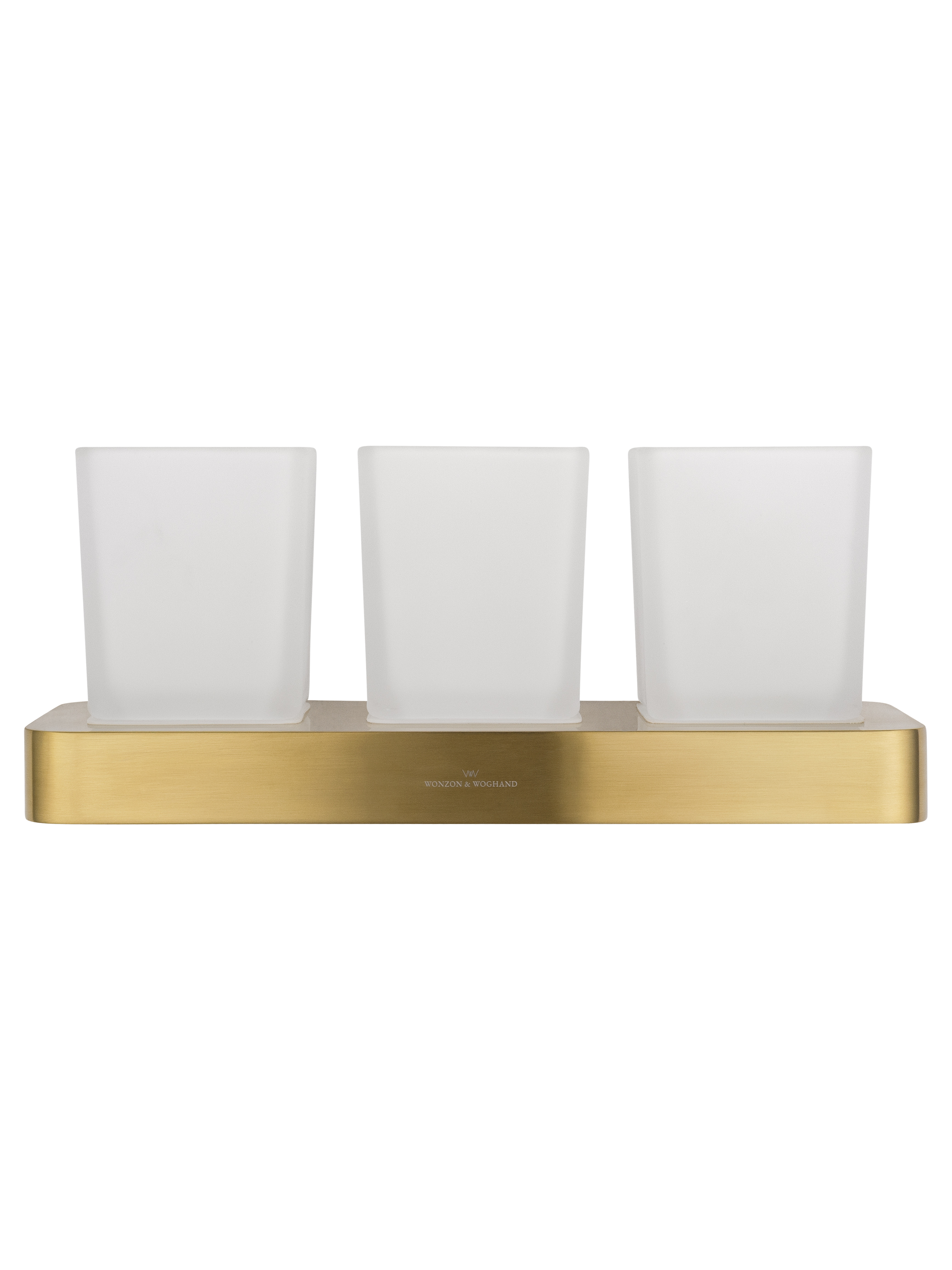 Три стакана для зубных щеток с держателем WONZON & WOGHAND LOTTE, Брашированное золото (WW-8338-BG) - Gidratop.ru изображение