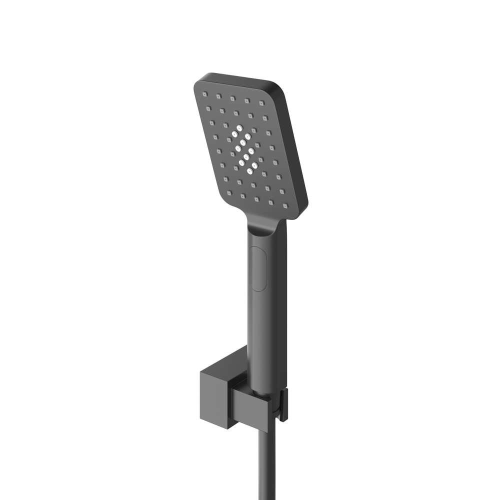 SLIDER-VDSET-NOP Душевой комплект встраиваемый с изливом (смеситель встраиваемый, верхний душ, ручной душ со шлангом, излив, штуцер с держателем), черный матовый - Gidratop.ru изображение