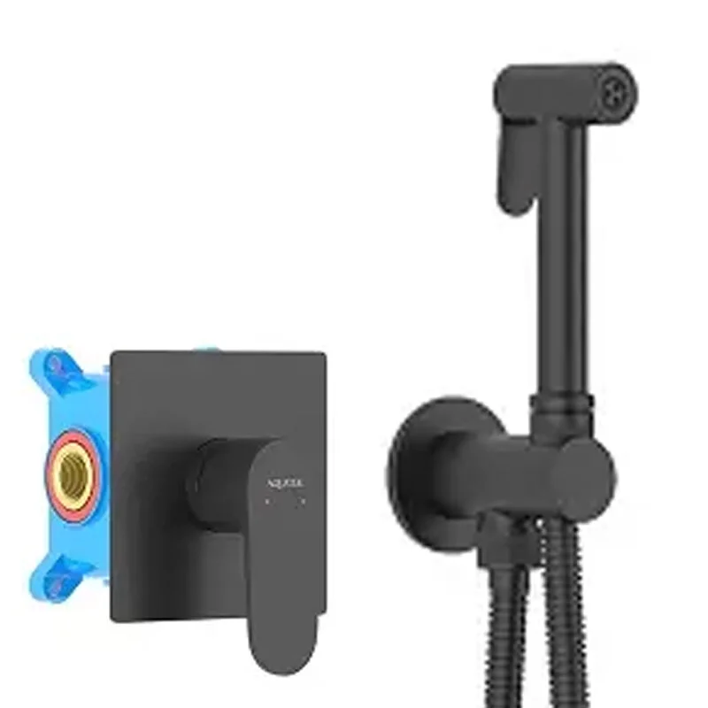 Гигиенический душ со смесителем Aquatek Оберон AQ1219MB, цвет черный матовый - Gidratop.ru изображение