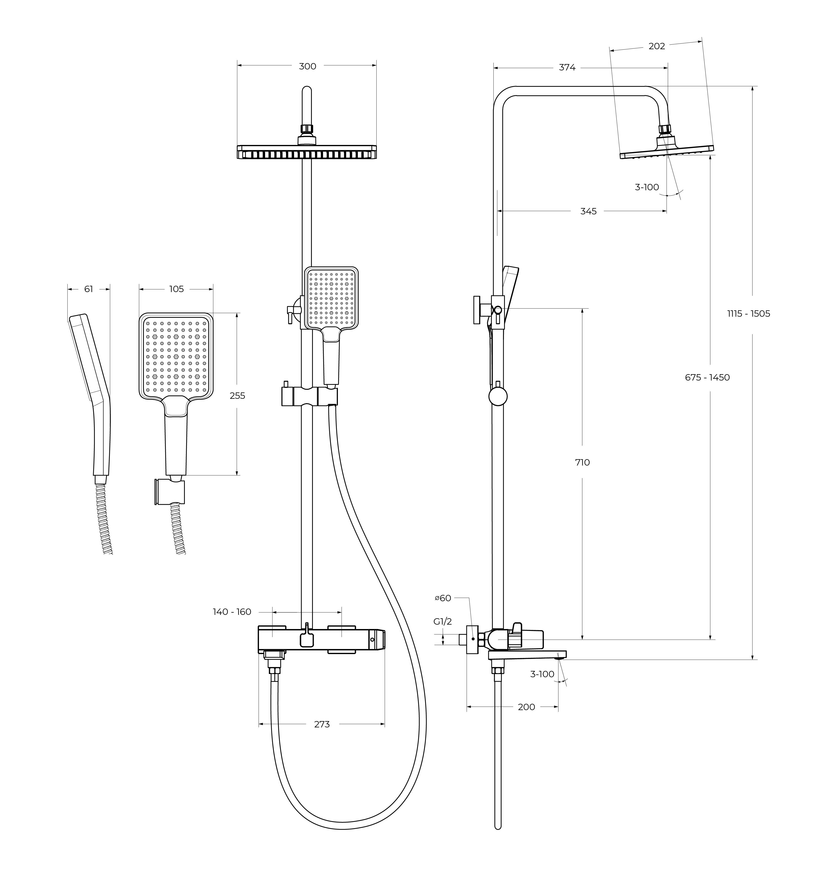 ARDENTE Душевая стойка со смесителем и изливом, хром ARDENTE-VSCM-CRM - Gidratop.ru изображение