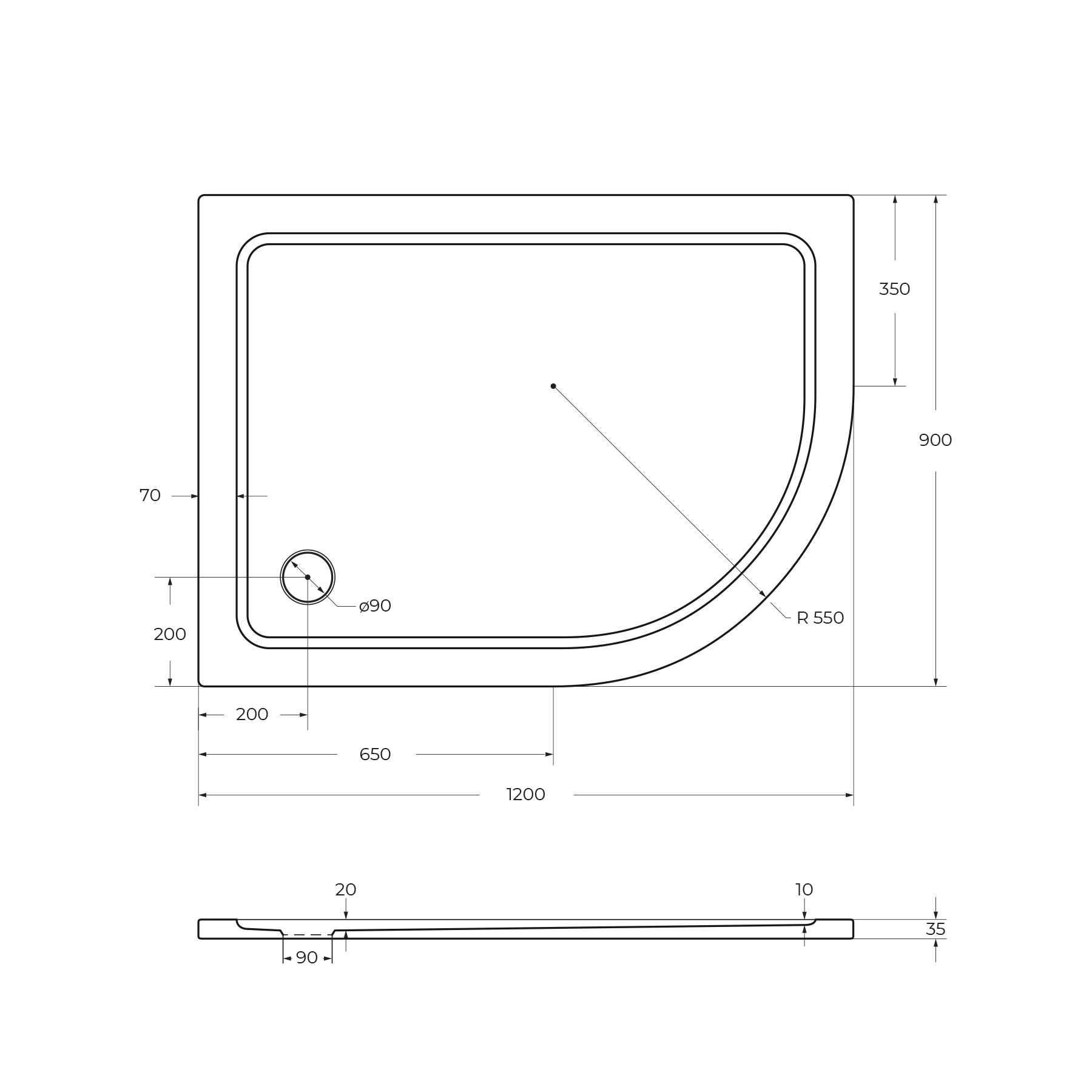 Поддон SMC CEZARES TRAY-M-RH-120/90-550-35-W-L - Gidratop.ru изображение