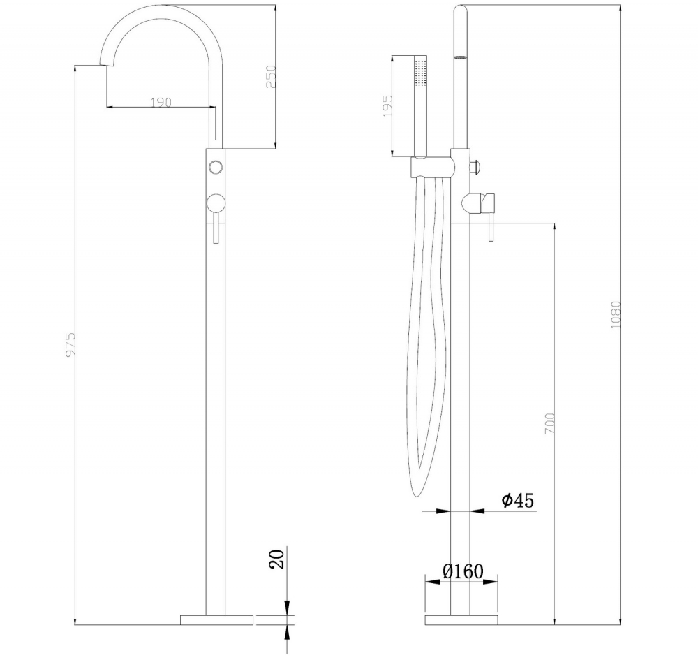 Смеситель ABBER Wasser Kreis AF8115N напольный для ванны, хром - Gidratop.ru изображение