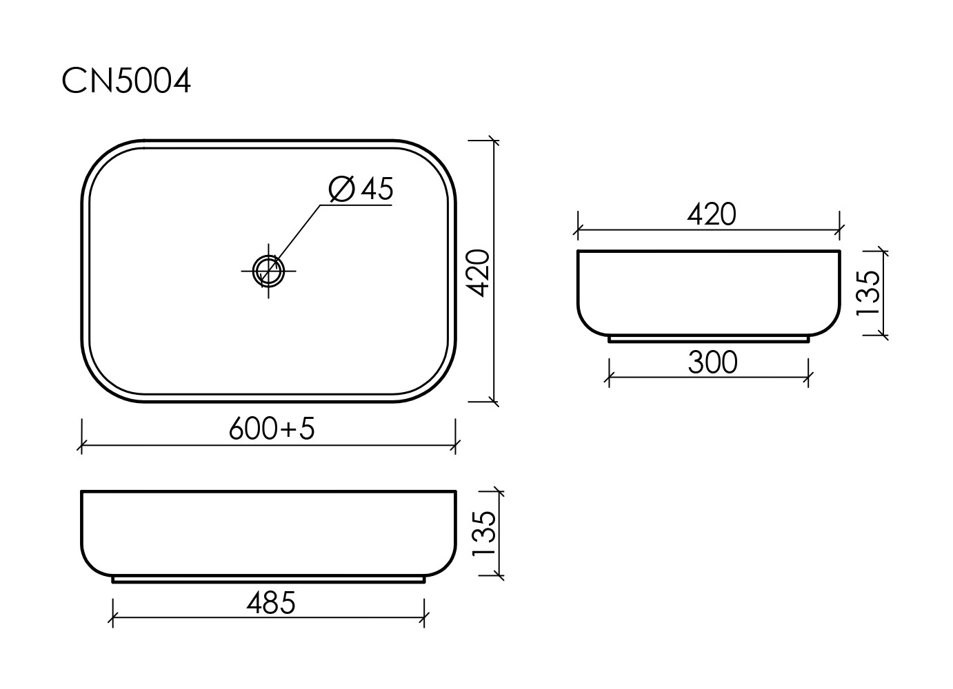 Умывальник чаша накладная прямоугольная Element 600x420x140мм - Gidratop.ru изображение