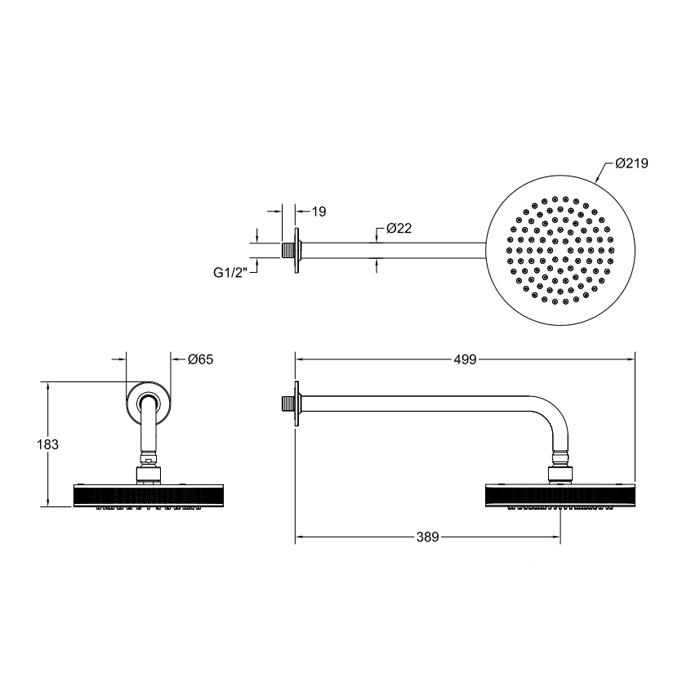 GESSI INCISO верхний душ настенная, шарнирная на 1/2,  Oslash;218мм, цвет: nero XL - Gidratop.ru изображение