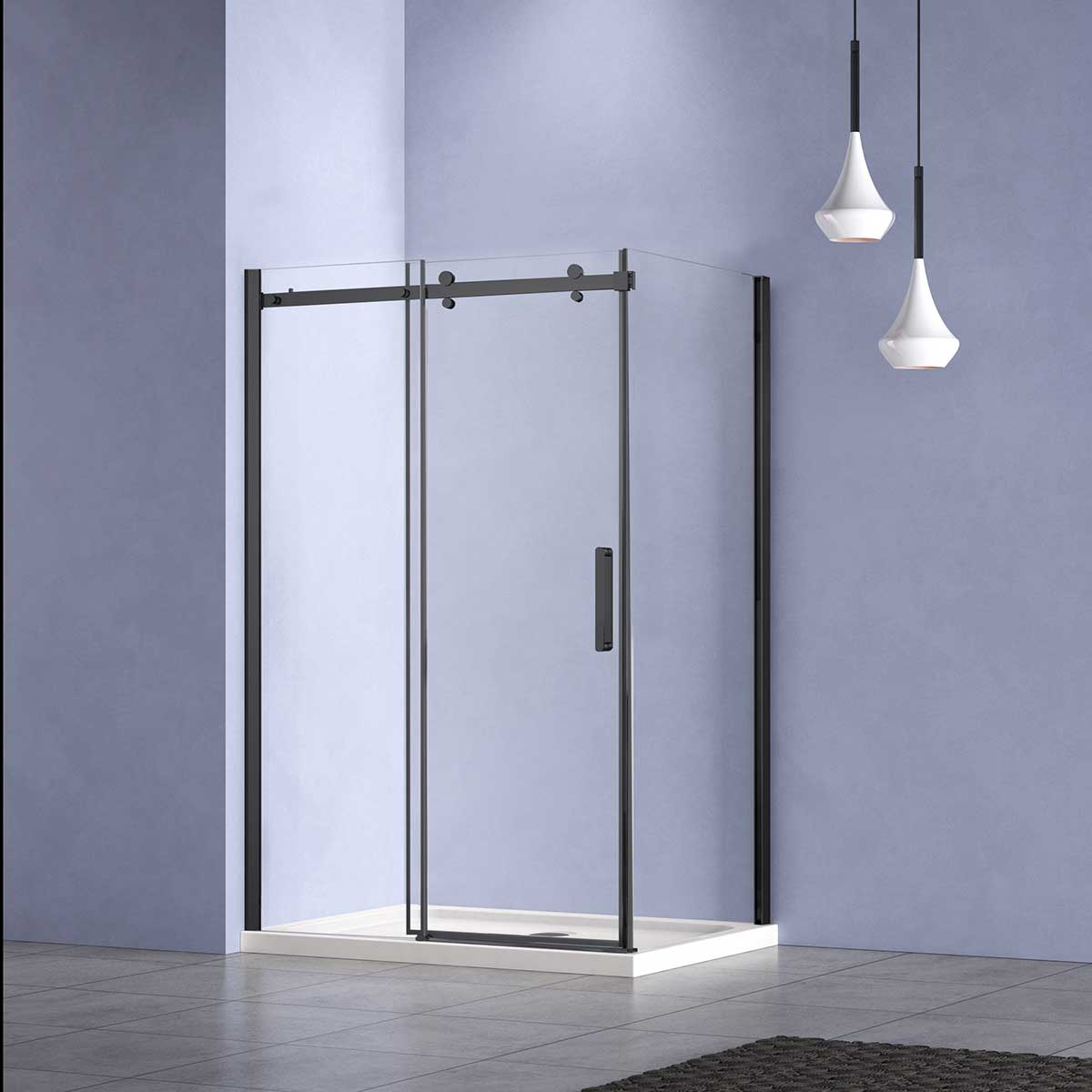 Душевой уголок Como-N VSR-4CN8016CLB, 1600*800, черный, стекло прозрачное - Gidratop.ru изображение