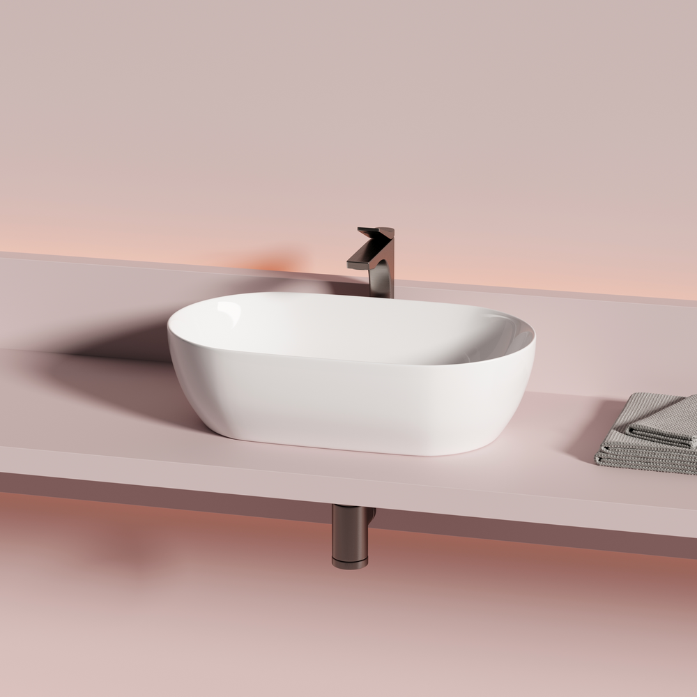 Раковина CERAMICANOVA Twist накладная овальной формы 500x300x140 белый CN12001 - Gidratop.ru изображение