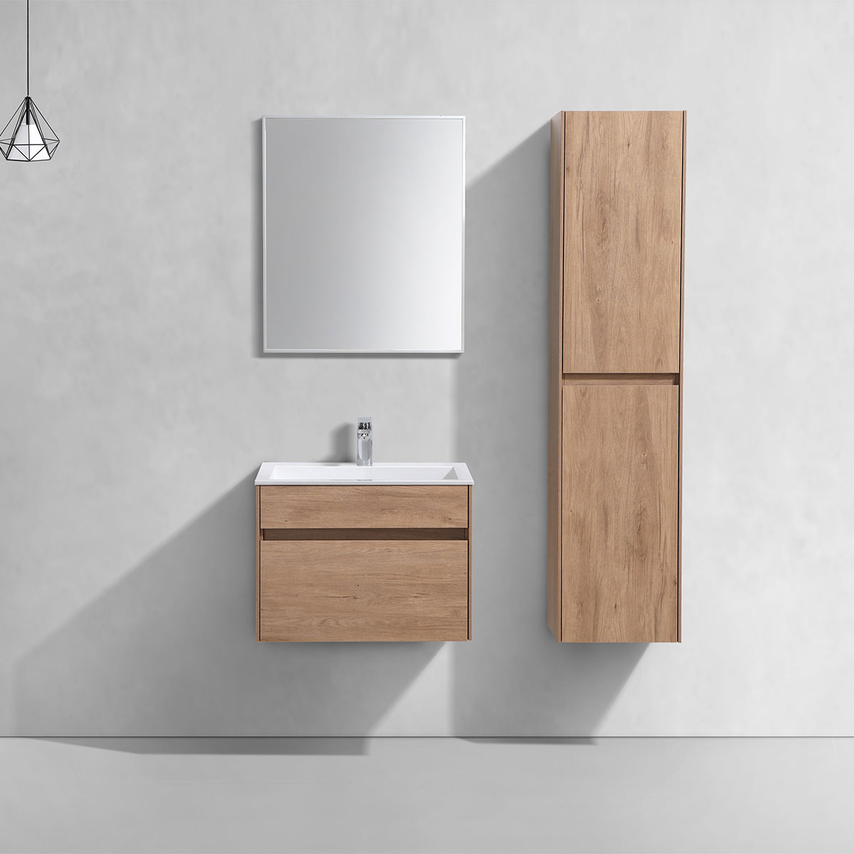 База под раковину Chiara 600 подвесная, 1 выкатной ящик soft-close, N.Oak - Gidratop.ru изображение