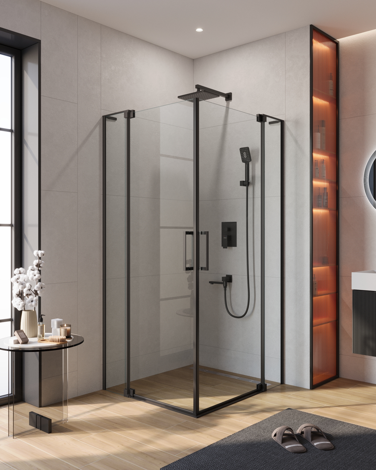 Душевой уголок CEZARES SLIDER-AH-2-80/90-100/110-C-NERO - Gidratop.ru изображение