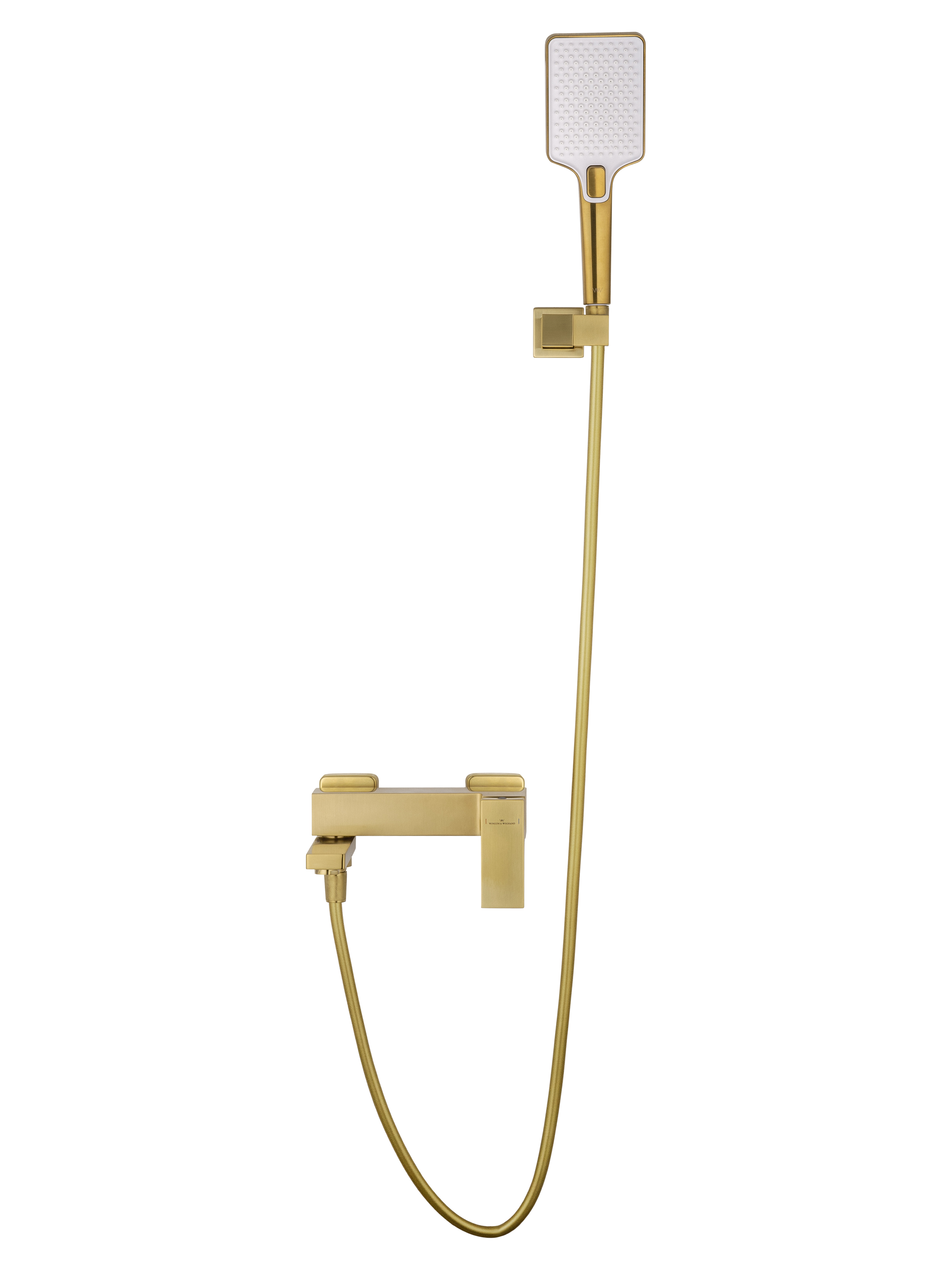 Смеситель для ванны с душем WONZON & WOGHAND CUBE, Брашированное золото (WW-88639016- BG) - Gidratop.ru изображение