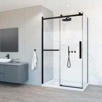 Душевой уголок Como Soft VSR-1CS8011CLB, 1100*800, черный, стекло прозрачное - Gidratop.ru изображение