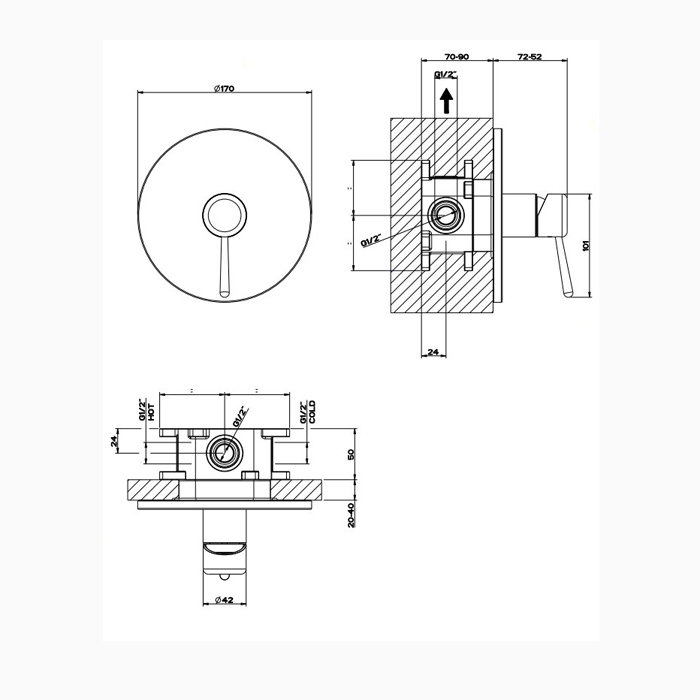 Gessi Goccia встраиваемый однорычажный смеситель(внешние части), цвет: хром - Gidratop.ru изображение