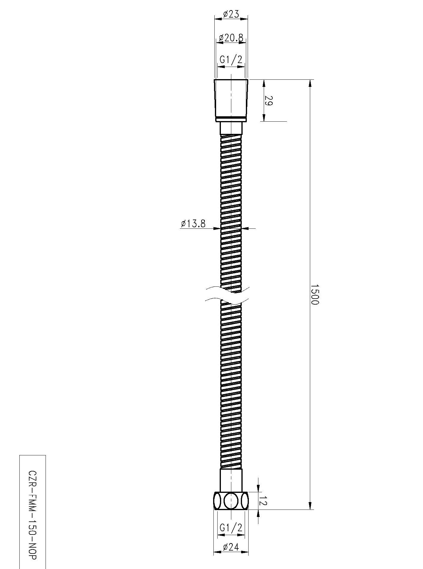 CZR-FMM-150-NOP Гибкий шланг металлизированный, длина 1,5 м, чёрный матовый - Gidratop.ru изображение
