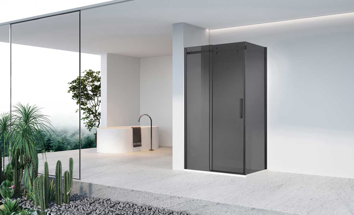 Душевой уголок Como-N VSR-4CN9012CGB, 1200*900, черный, стекло тонированное - Gidratop.ru изображение