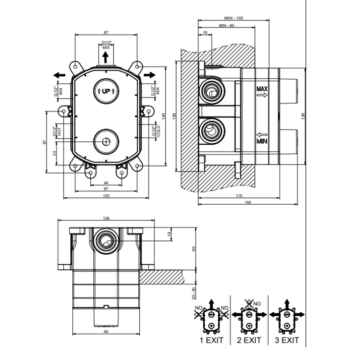 Gessi Emporio Via manzoni встраиваемая часть для термостатического смесителя настенного для душа, цвет: Chrome - Gidratop.ru изображение