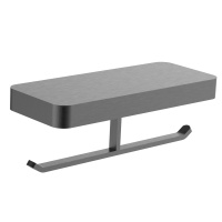 Двойной держатель для туалетной бумаги с полкой WONZON & WOGHAND LOTTE, Темный графит (WW-8356-BGM) - Gidratop.ru изображение