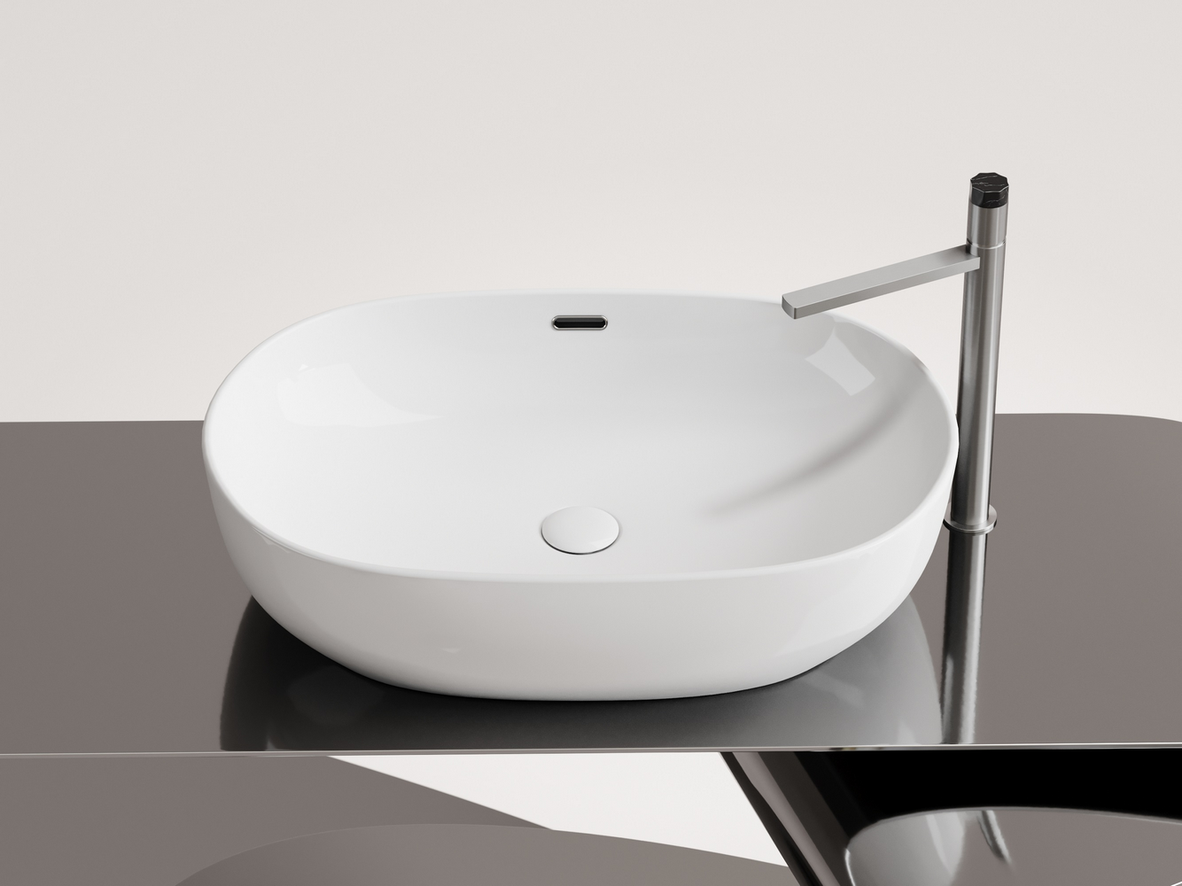 Умывальник чаша накладная овальная со сливом переливом Element 610x420x155мм - Gidratop.ru изображение