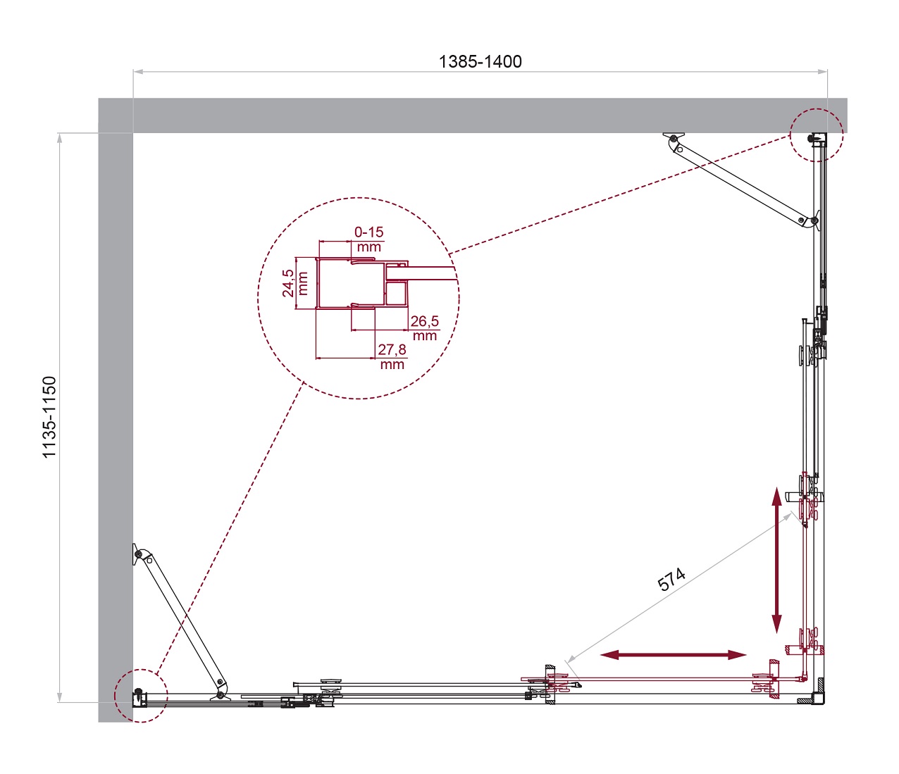 Душевой уголок BelBagno LUCE-AH-22-140/115-C-Cr - Gidratop.ru изображение