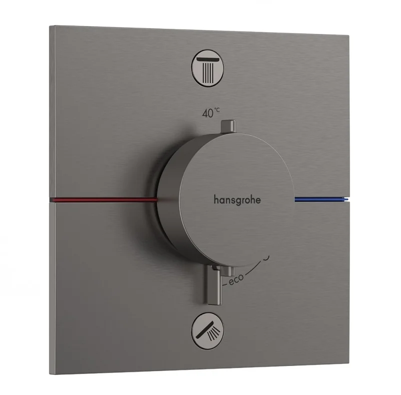 Смеситель Hansgrohe ShowerSelect Comfort E, 15572340, для душа, на 2 потребителя, термостатический, шлифованный черный хром - Gidratop.ru изображение
