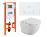 Комплект 3 в 1 Унитаз подвесной с сиденьем BelBagno UNO BB3105CHR/SC + Система инсталляции для унитазов BelBagno BB002-80  с кнопкой смыва BB014-SR-BIANCO - Gidratop.ru изображение