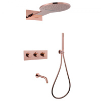 Душевая система ABBER Wasser Kreis AF8150RG скрытого монтажа с изливом, термостат, розовое золото - Gidratop.ru изображение