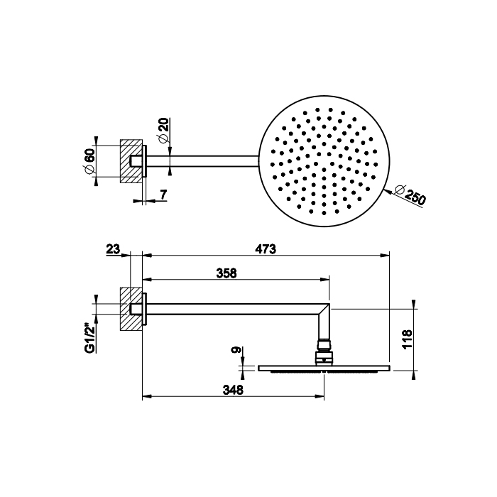 Gessi Anello/Ingranaggio верхний душ для настенного крепления, поворотная с шарниром, D250 мм, цвет хром - Gidratop.ru изображение