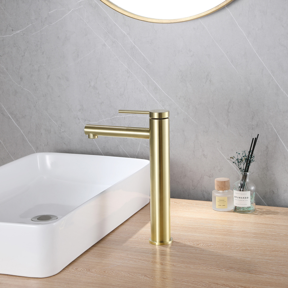 Смеситель ABBER Emotion AF8811G для накладной раковины, золото матовое - Gidratop.ru изображение