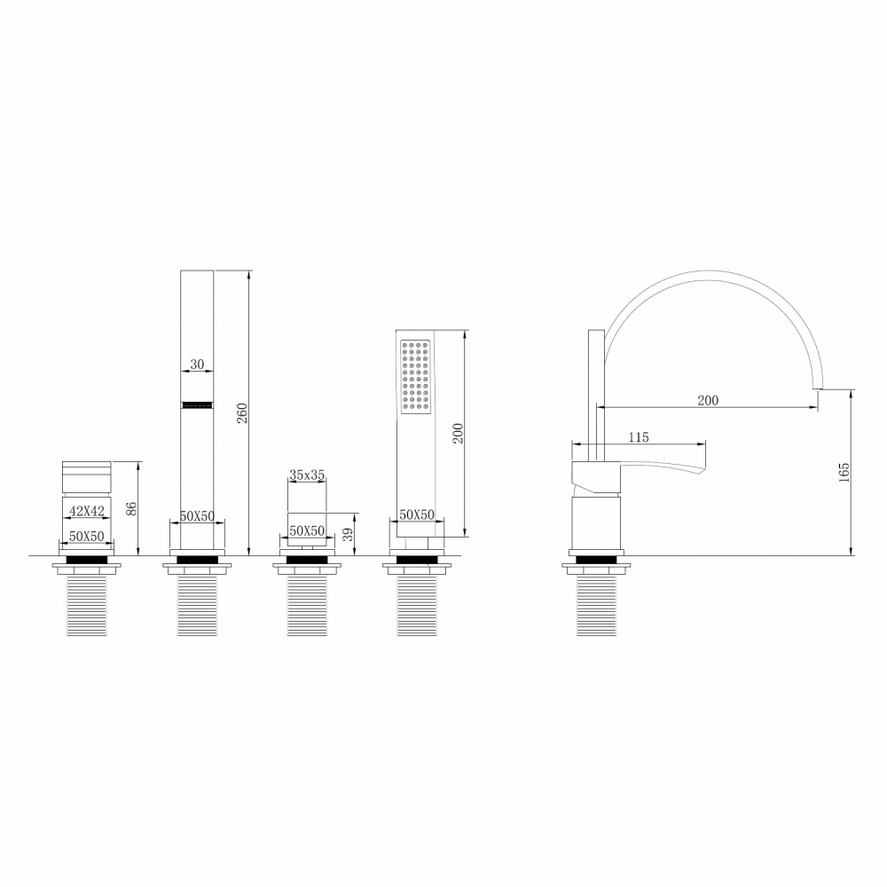 Смеситель ABBER Wasserfall AF8613G на борт ванны, золото матовое - Gidratop.ru изображение